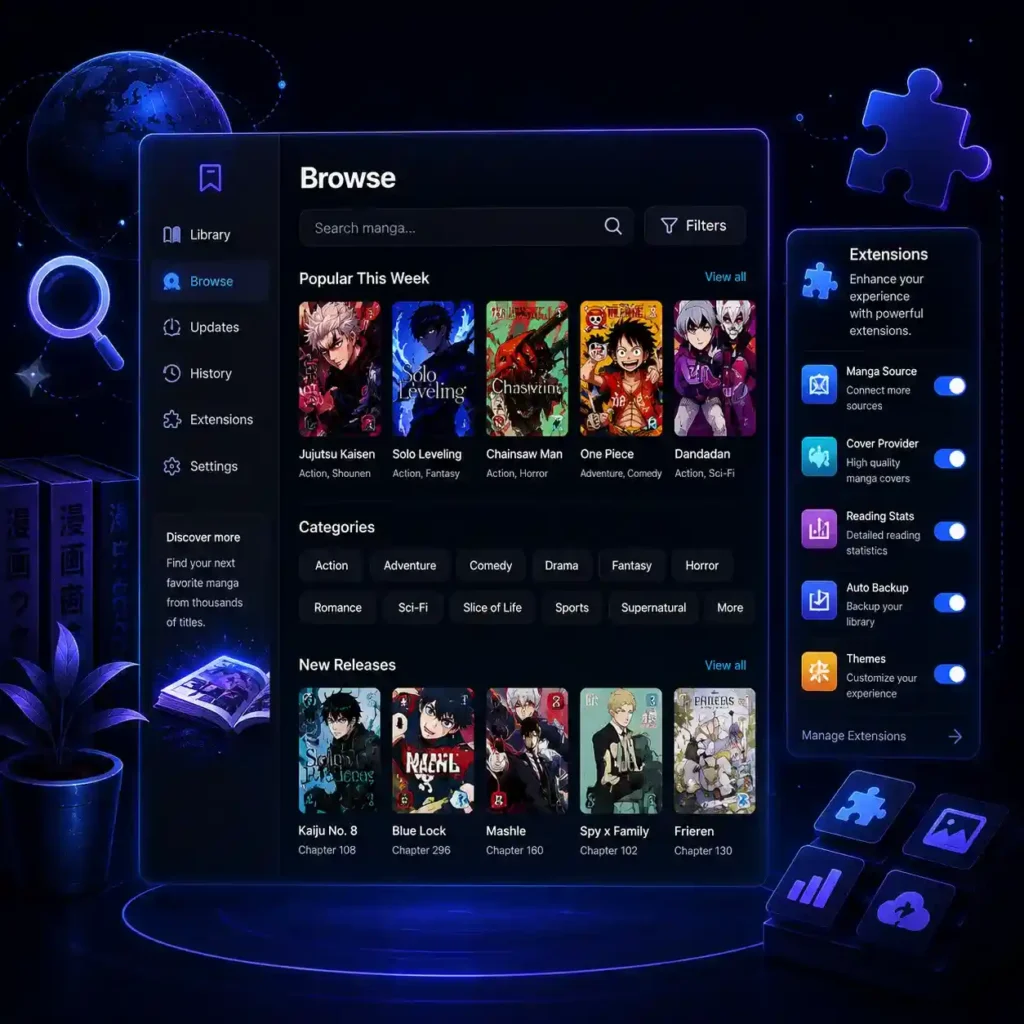 Browse Section — Find New Manga and Manage Extensions