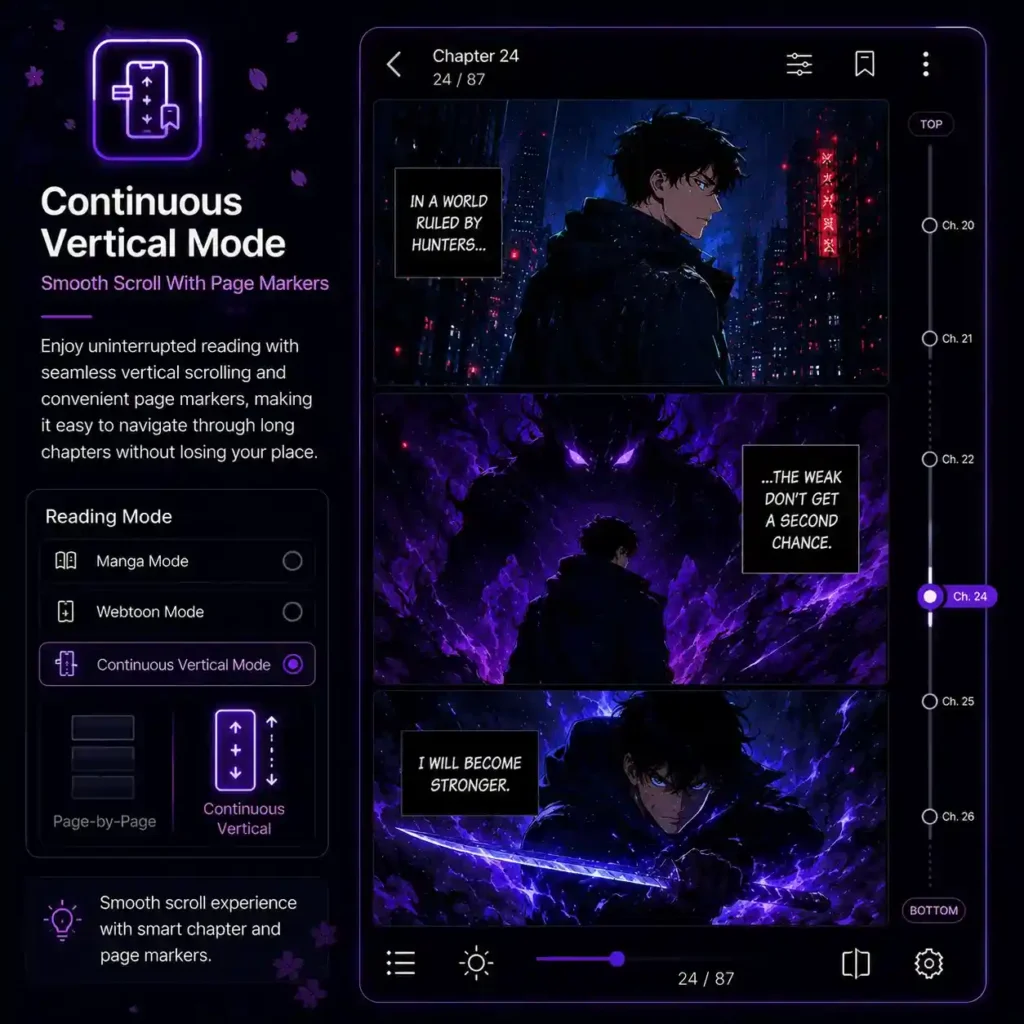 Continuous Vertical Mode — Smooth Scroll With Page Markers