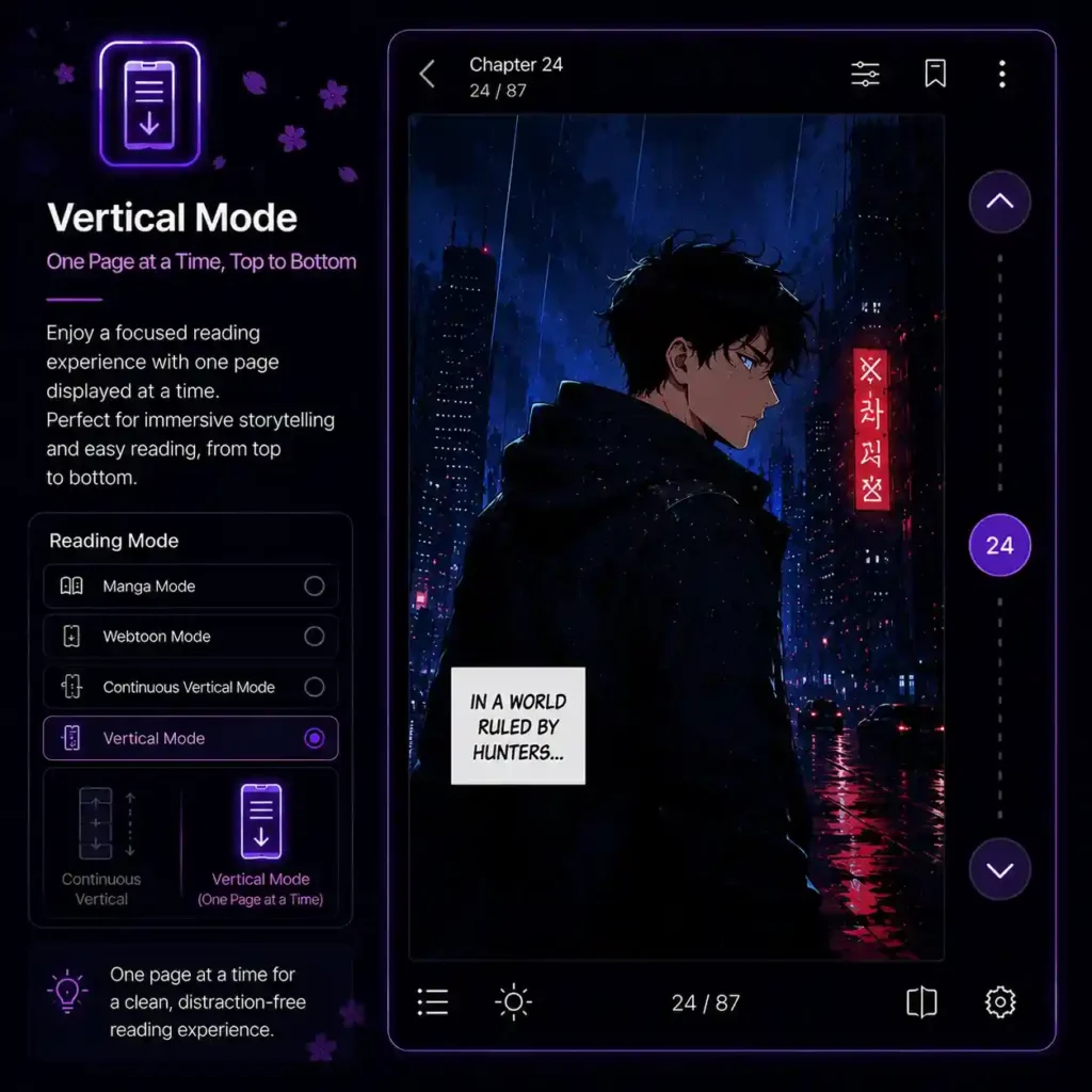 Vertical Mode — One Page at a Time, Top to Bottom